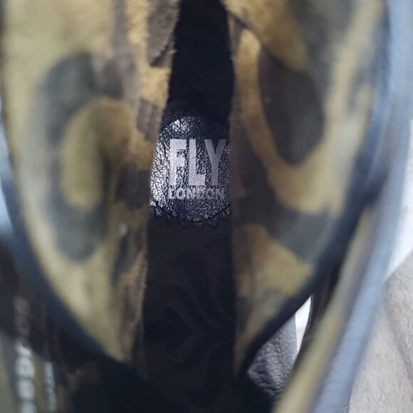 Fly London Shoes Womens EU 39 US 8 Yegi Black Leather Wedge Ankle Boots - Picture 9 of 10